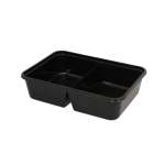 (Meal Prep) Magnetron Kilobak 750 ml 182 serie Dubbel vak Zwart Met Deksel 25 Stuk