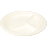Biodore® Bord, rond, 3-vaks, Suikerrietpulp, Ø260mm, wit