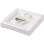 Biodore® Bord, vierkant, 1-vaks, Suikerrietpulp, 260x260mm, wit