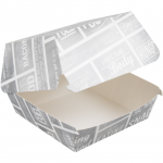 Bak, Karton/Coating, hamburgerbak, 115x115x70mm, wit/Grijs