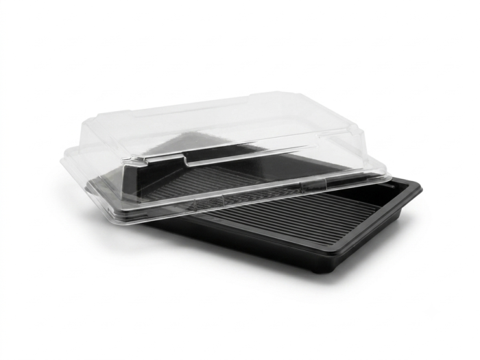 Sushi Tray Deksel 185x130x20mm Zwart
