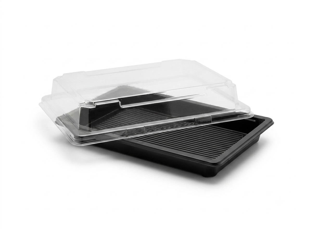 Sushi Tray Deksel 185x130x20mm Zwart
